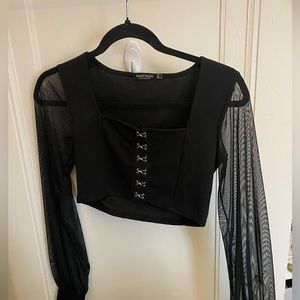 black corset long sleeve top